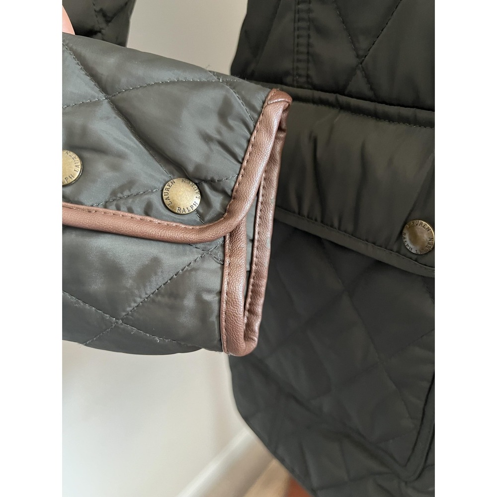 Lauren Ralph Lauren Jacket Womens Small Green Quilted Equestrian Barn Coat - Picture 8 of 12